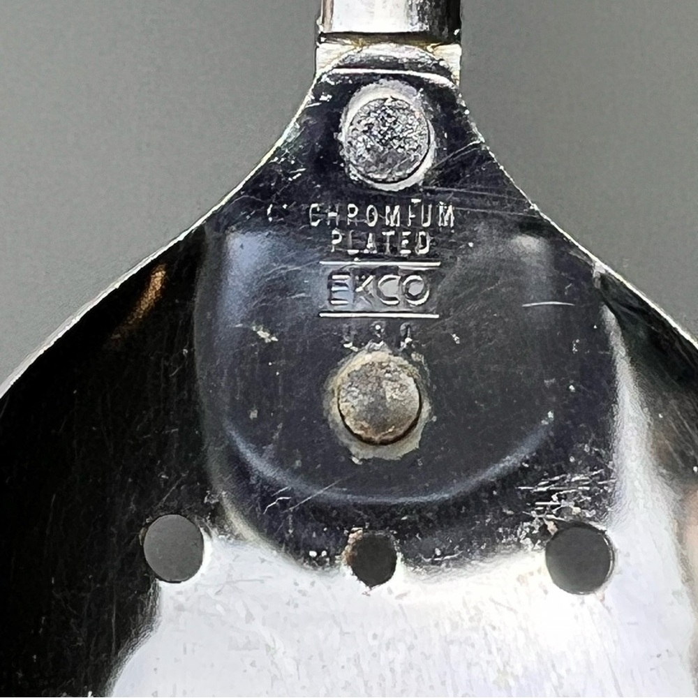 VTG EKCO Chromium Plated Stainless Spotted Spoon With White Handle MCM - Picture 7 of 13